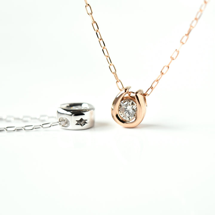 Horse Shoe with Solitaire Pendant with Chain