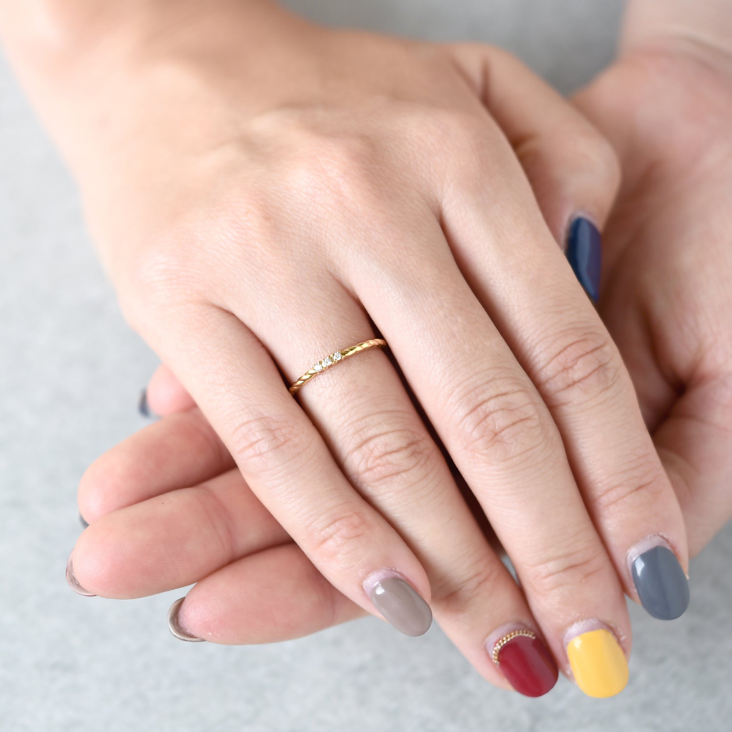 3 Diamond Texture Ring