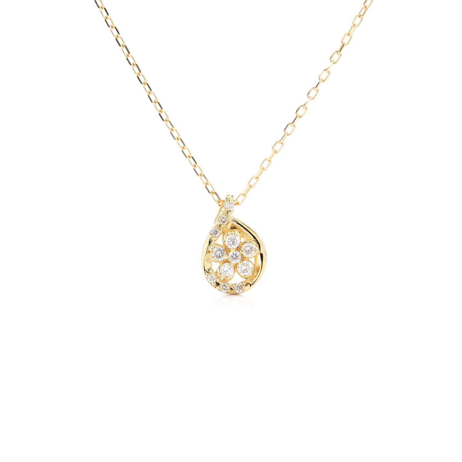 Diamond Flower in a Drop Pendant with Chain