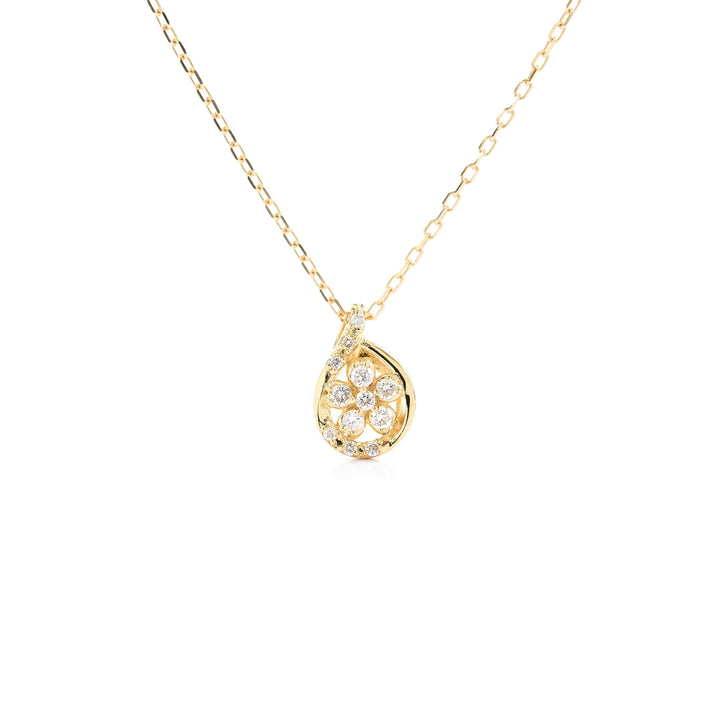 Diamond Flower in a Drop Pendant with Chain