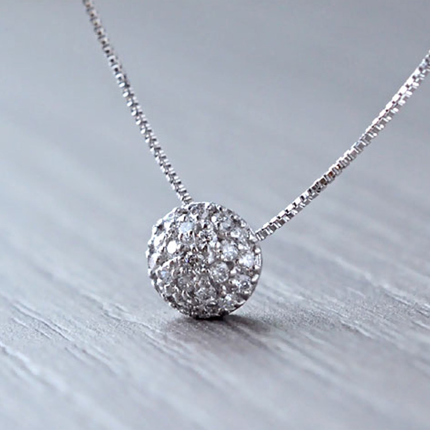 Diamond Ball Pendant With Chain