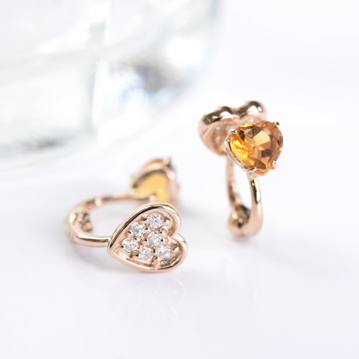 Heart Diamond n Stone Ear Cuffs