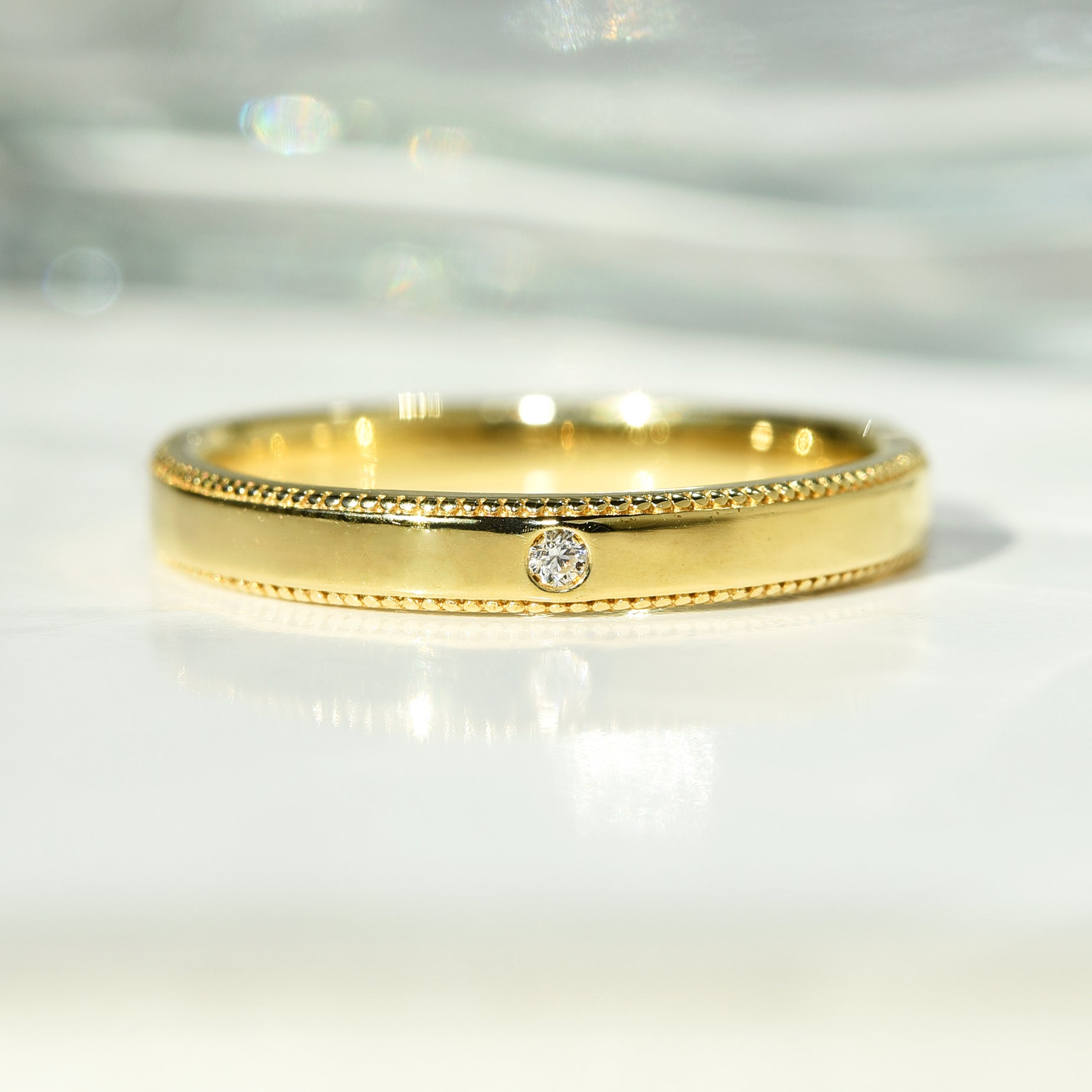 Single Diamond Band Ring