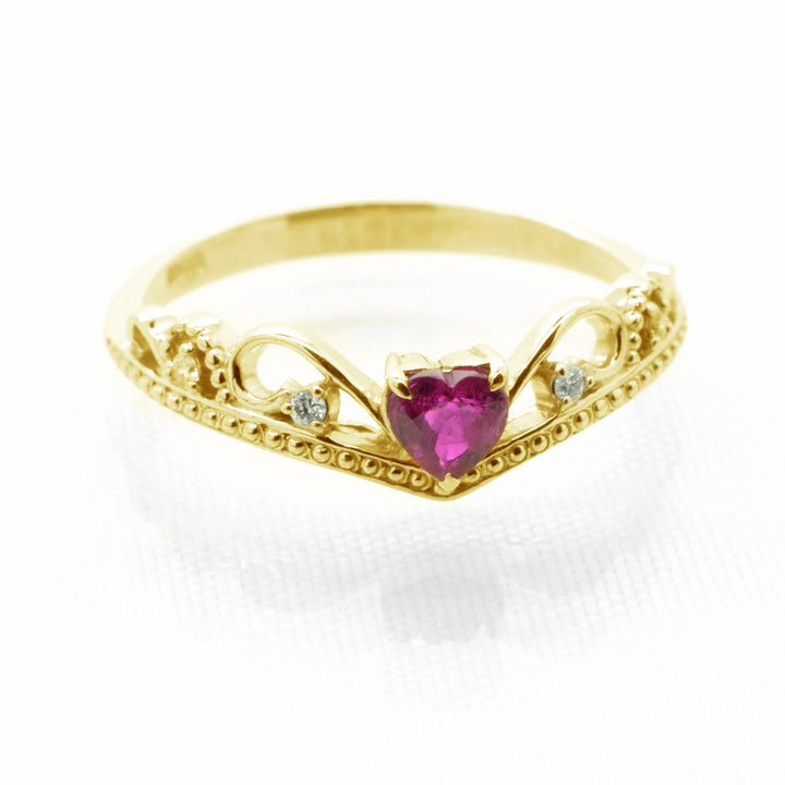 Ruby Heart Venetian Ring