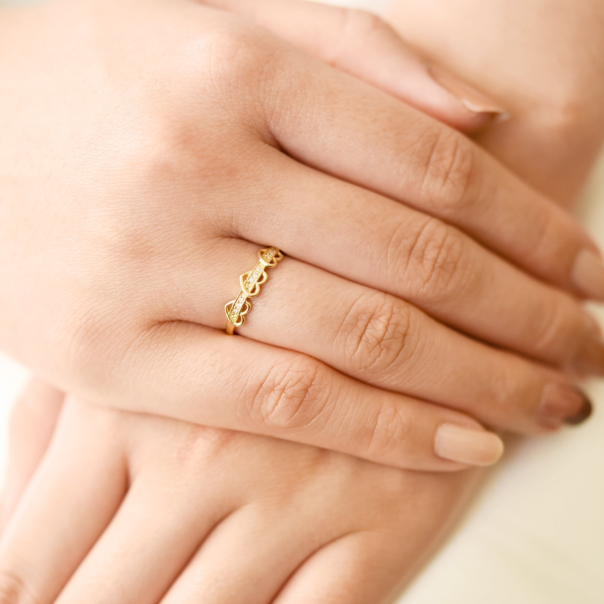 3 Heart in Diamond Ring