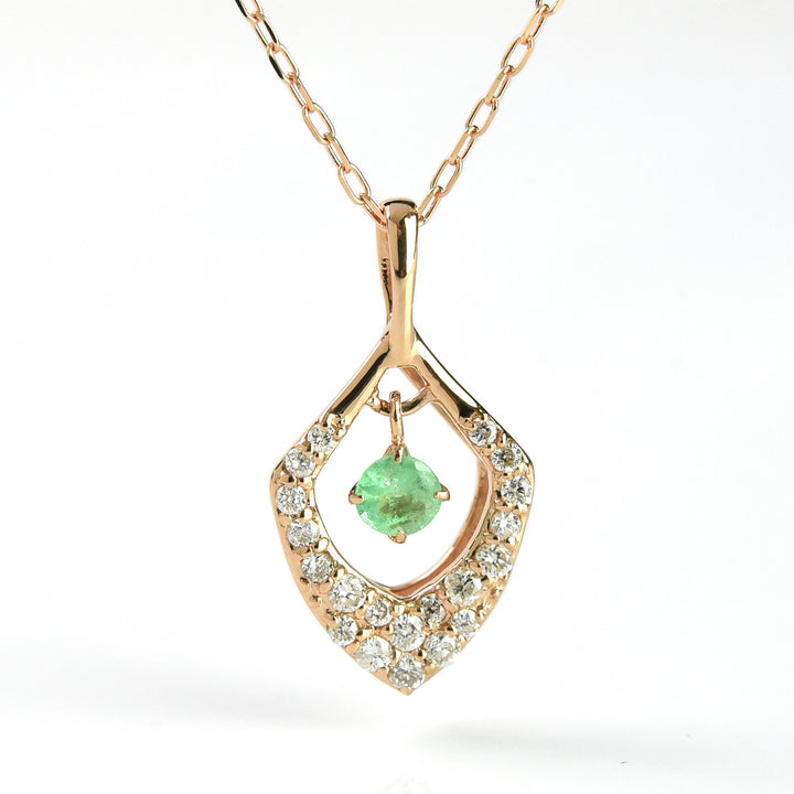 Emerald Drop Diamond Pendant with Chain