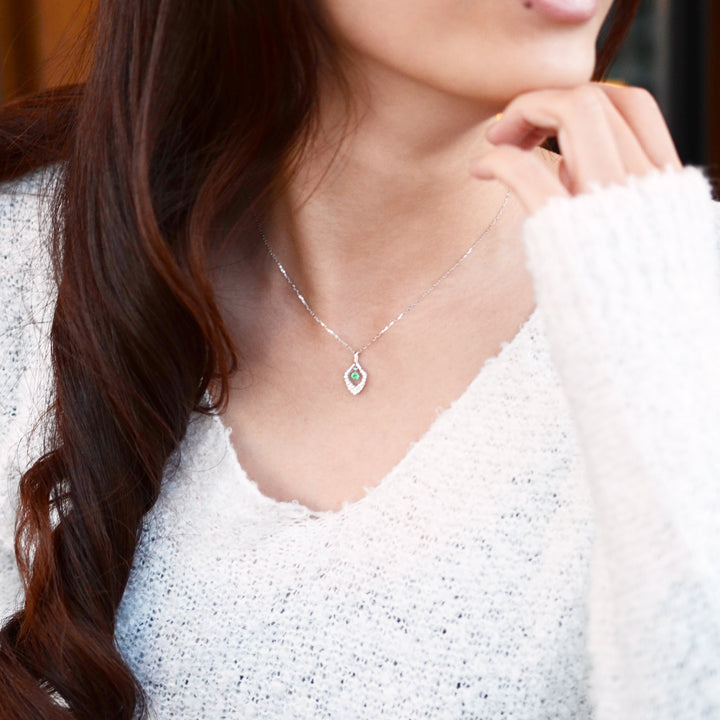 Emerald Drop Diamond Pendant with Chain