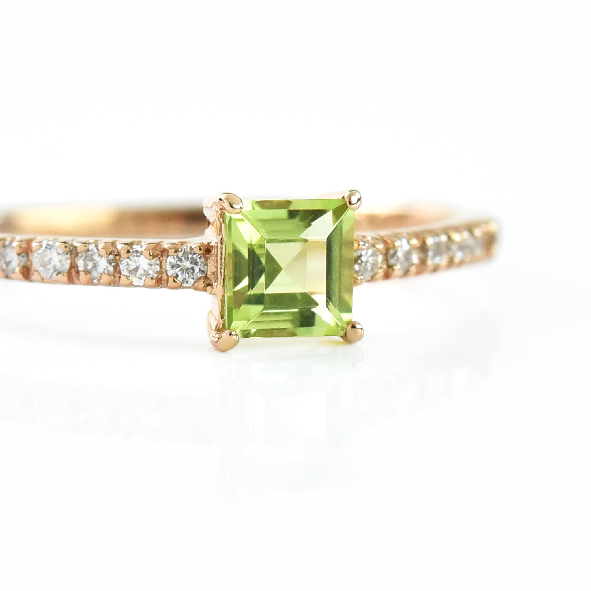 Diamond Line with Center Square Stone Ring