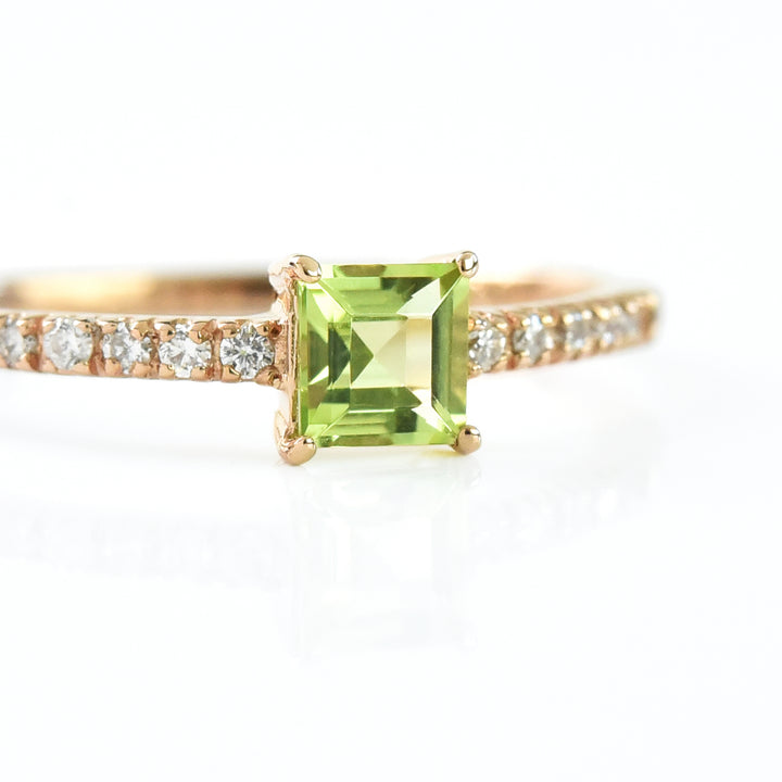 Diamond Line with Center Square Stone Ring