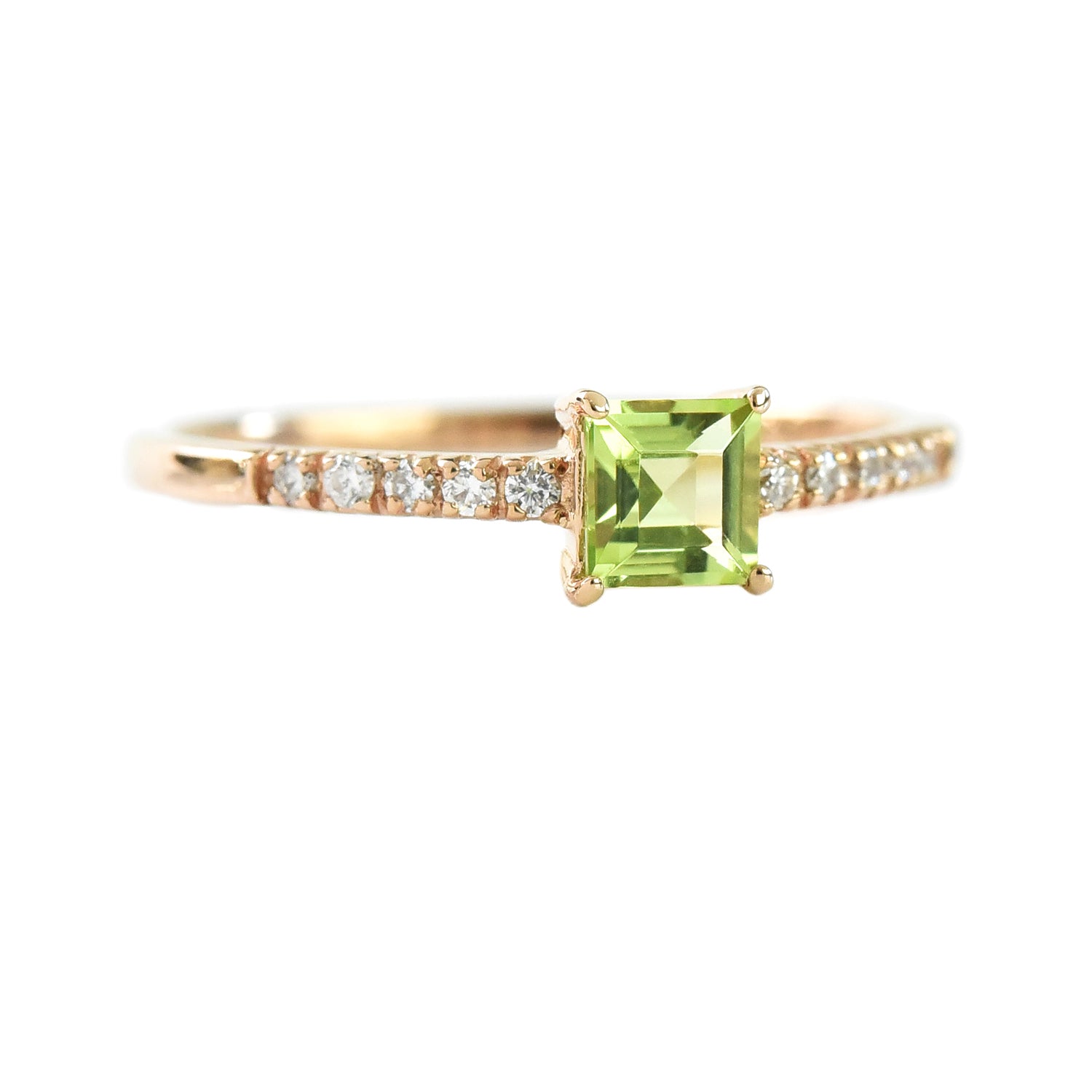 Diamond Line with Center Square Stone Ring