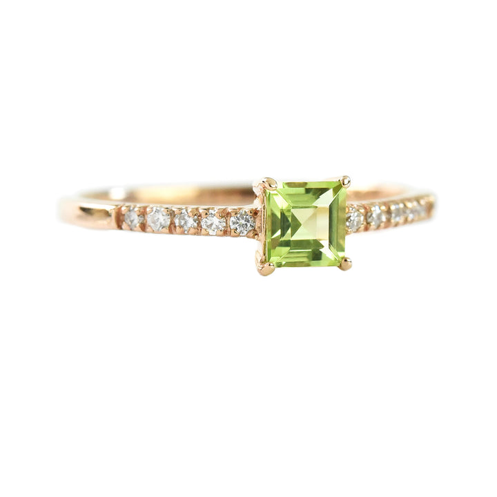 Diamond Line with Center Square Stone Ring