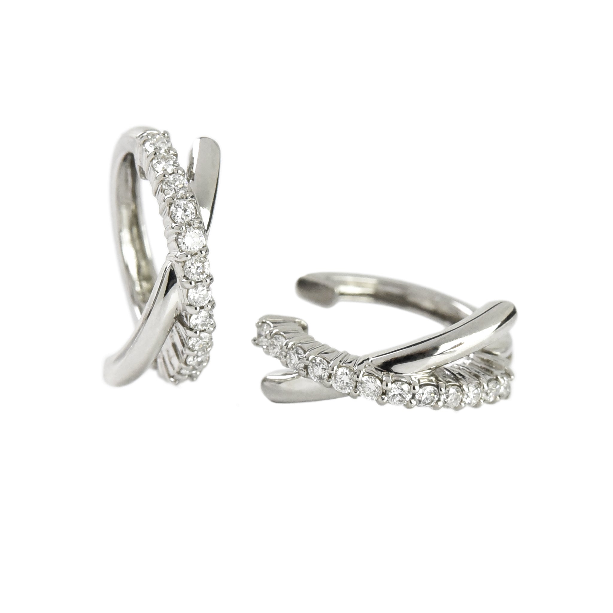 Diamond Cross Hoop Earrings