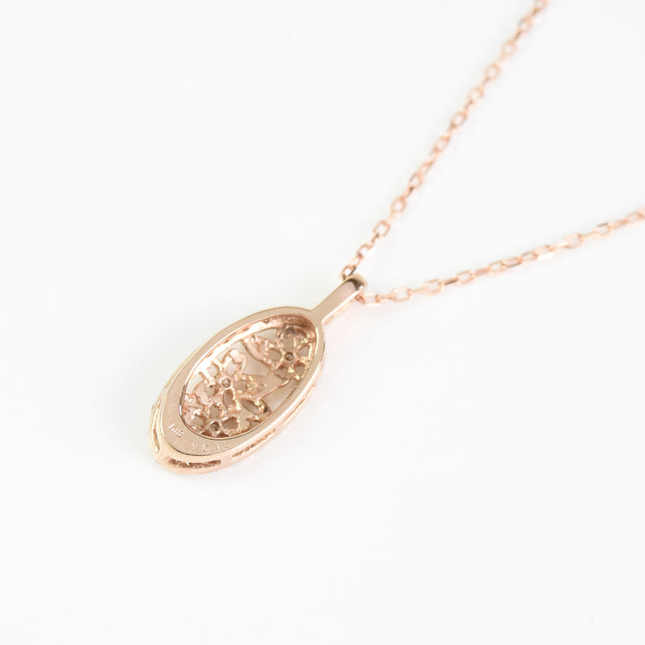 Oval Flower Diamond Pendant with Chain