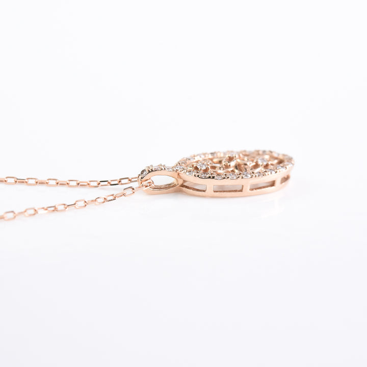 Oval Flower Diamond Pendant with Chain