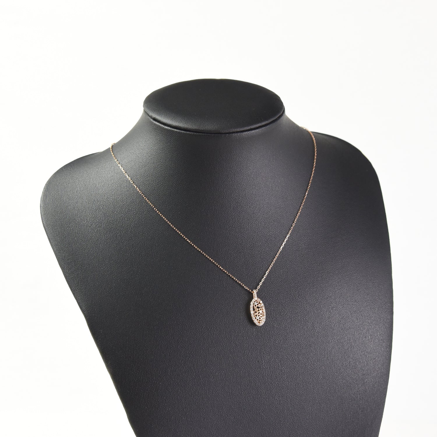 Oval Flower Diamond Pendant with Chain