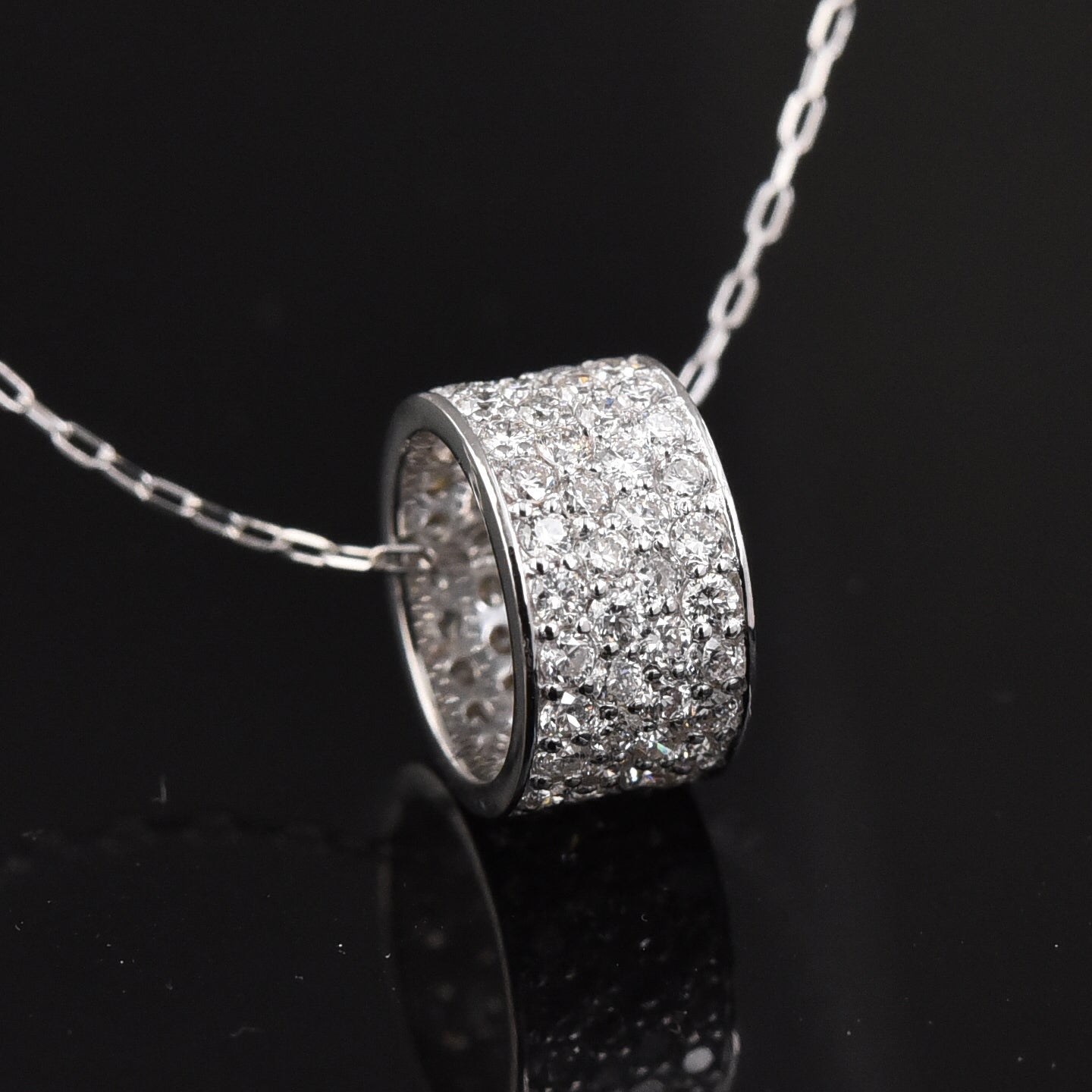 Diamond Drum Pendant with Chain