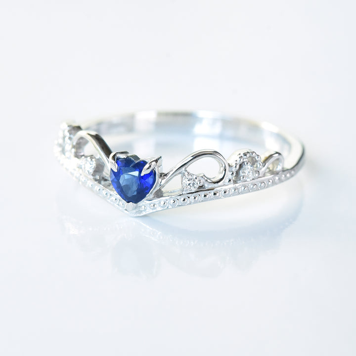 Sapphire Heart Venetian Ring