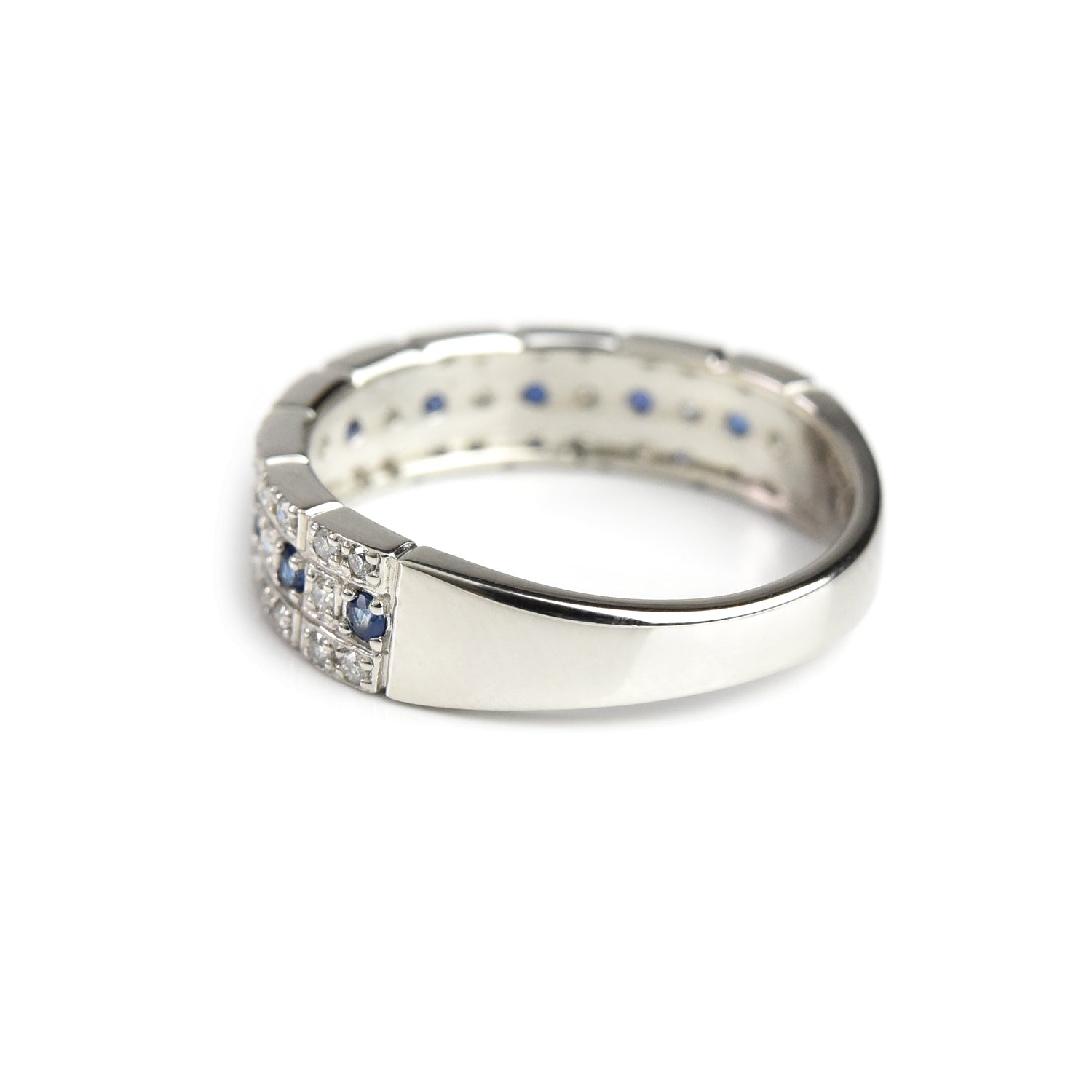 Sapphire n Diamond Block Ring