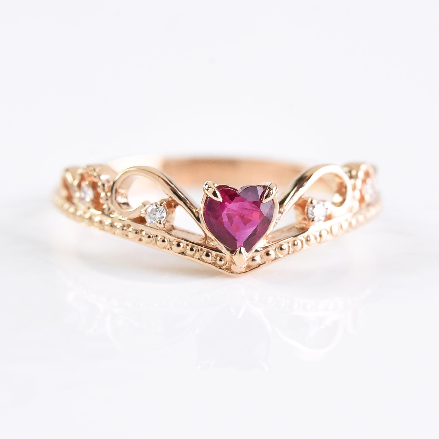 Ruby Heart Venetian Ring