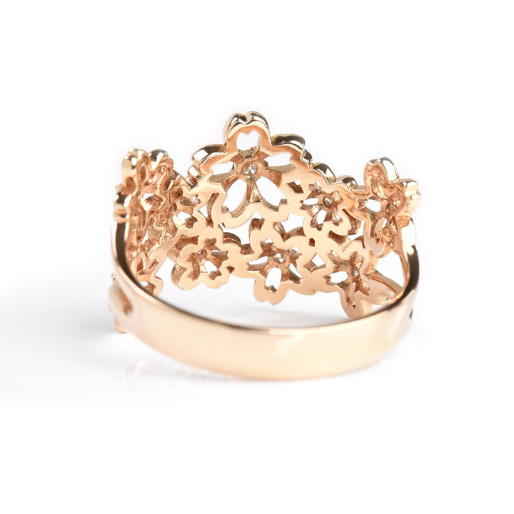 Sakura Flowers N Diamond Ring