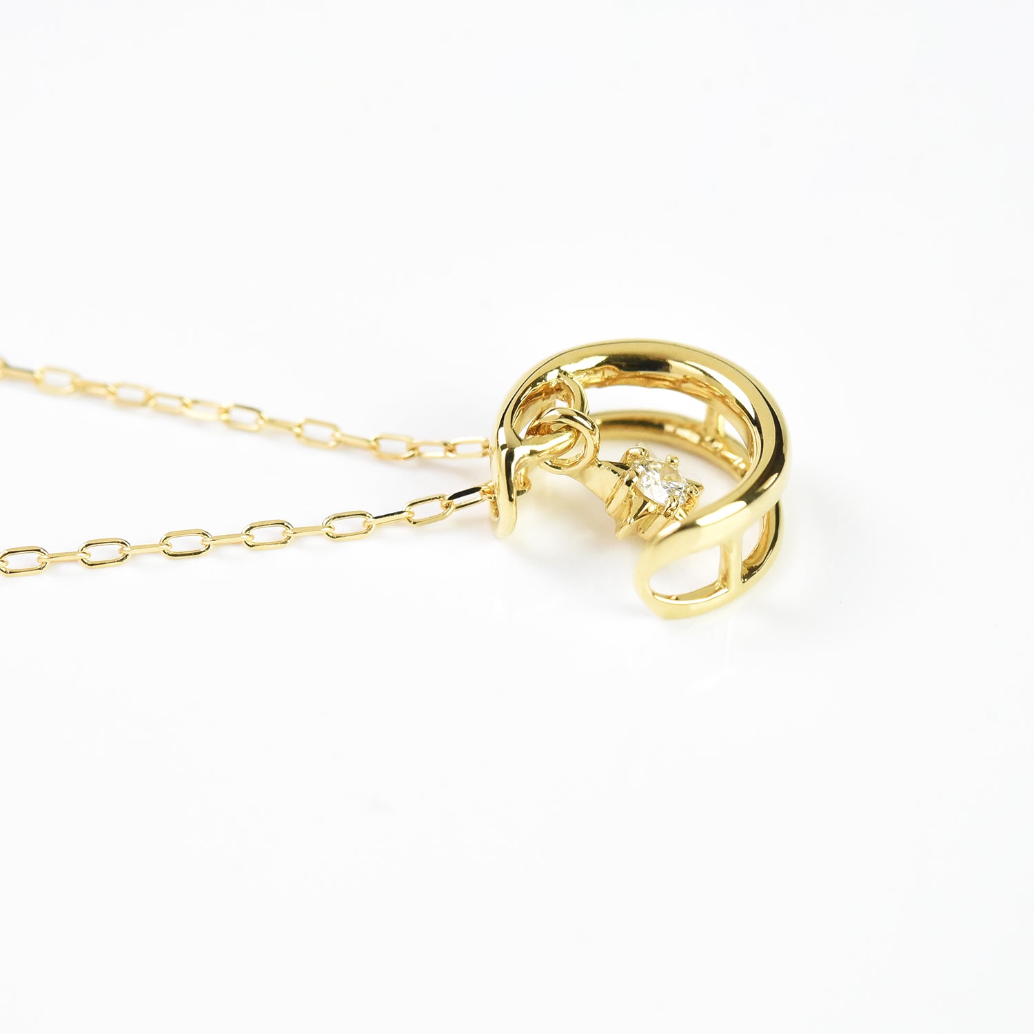 Moon n Star with Diamond Pendant with Chain