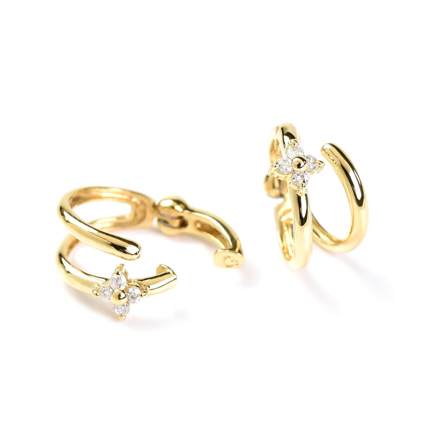 Diamond Flower Hoop Earring