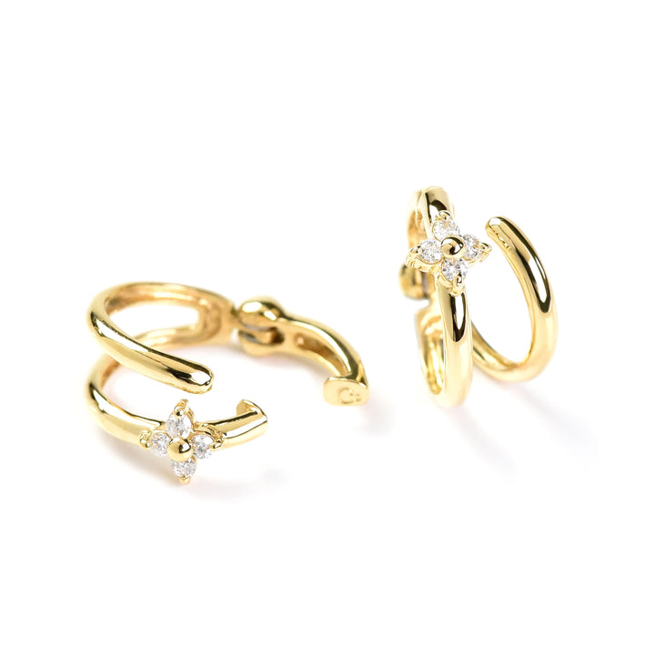 Diamond Flower Hoop Earring