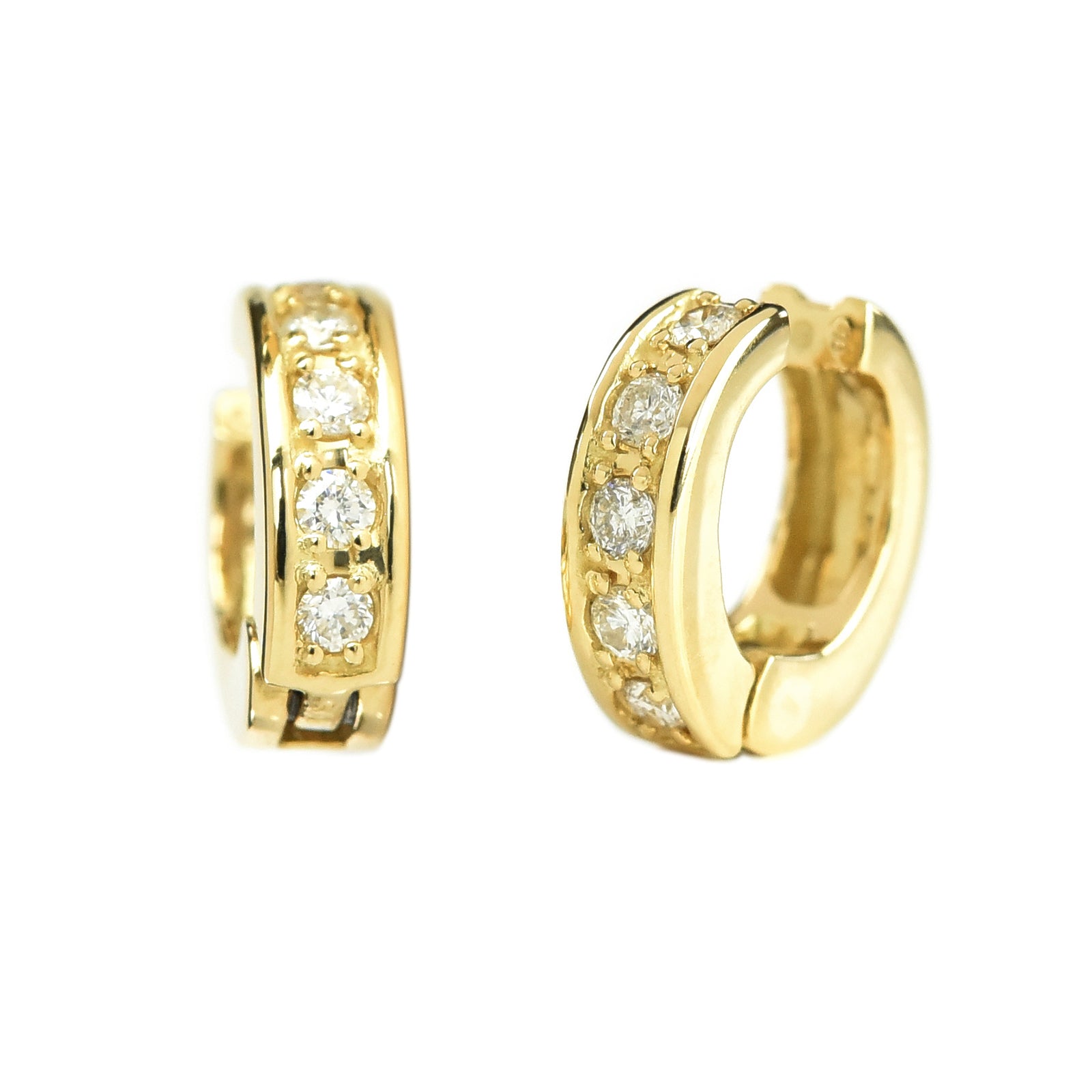 Metal Band n Diamond Hoop Earrings