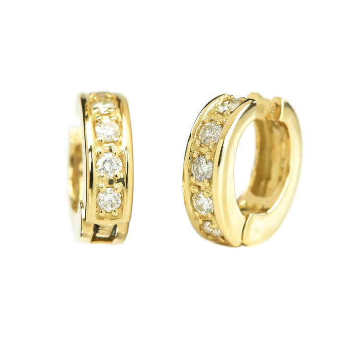 Metal Band n Diamond Hoop Earrings