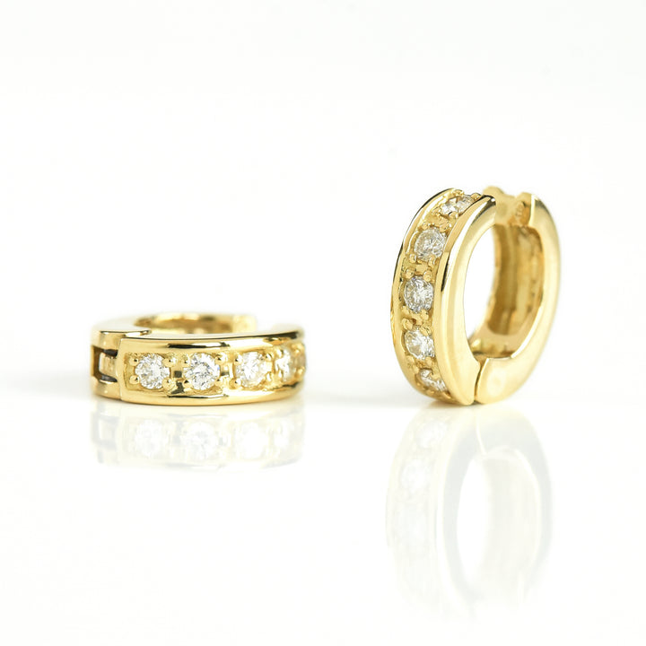 Metal Band n Diamond Hoop Earrings