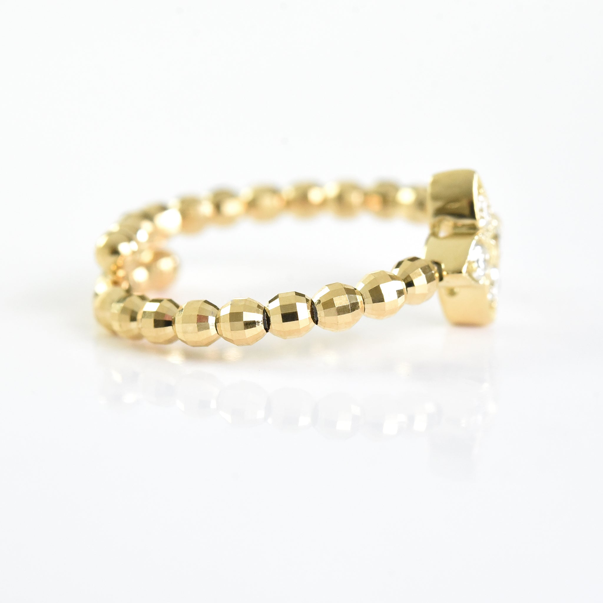 Bead Flower Diamond Adjustible Ring