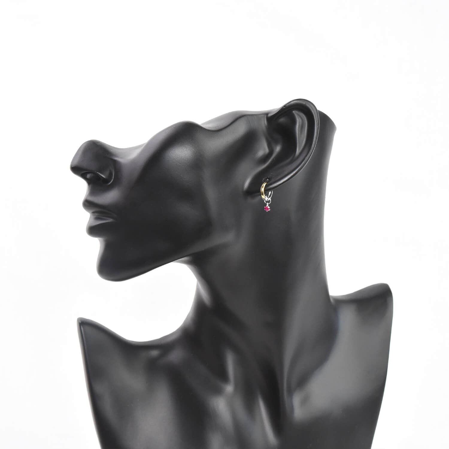Hoop Earrings With Ruby Drop
