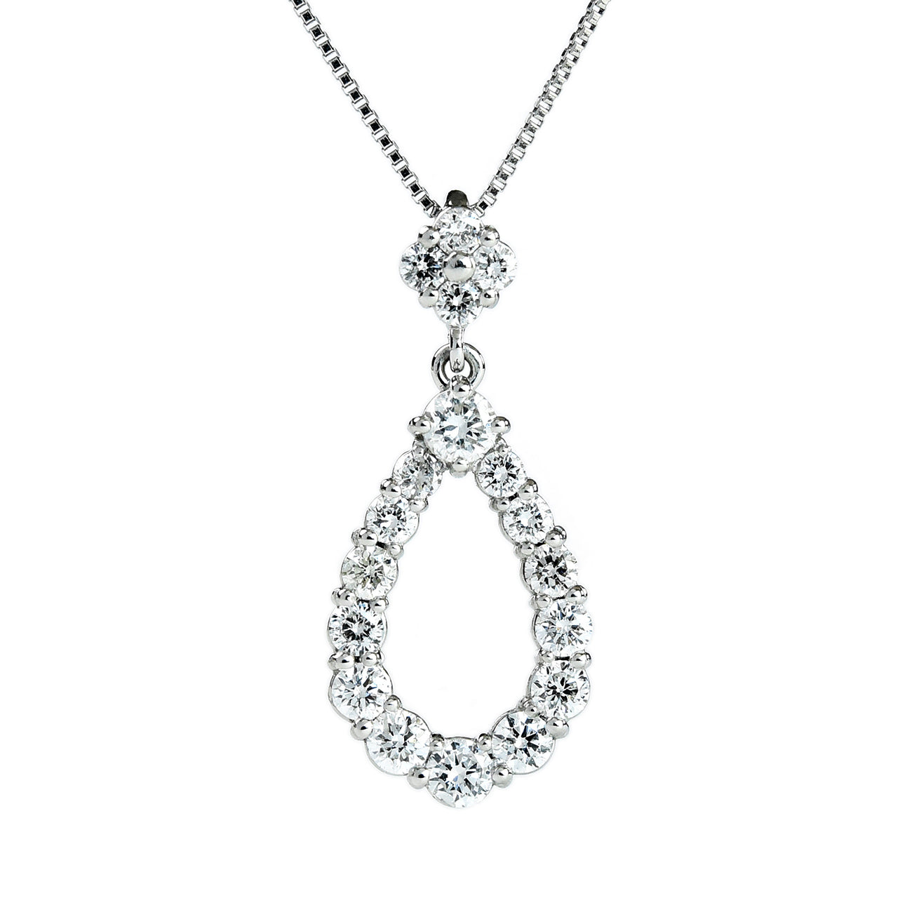 Pressure Setting Diamond Drop Pendant with Chain