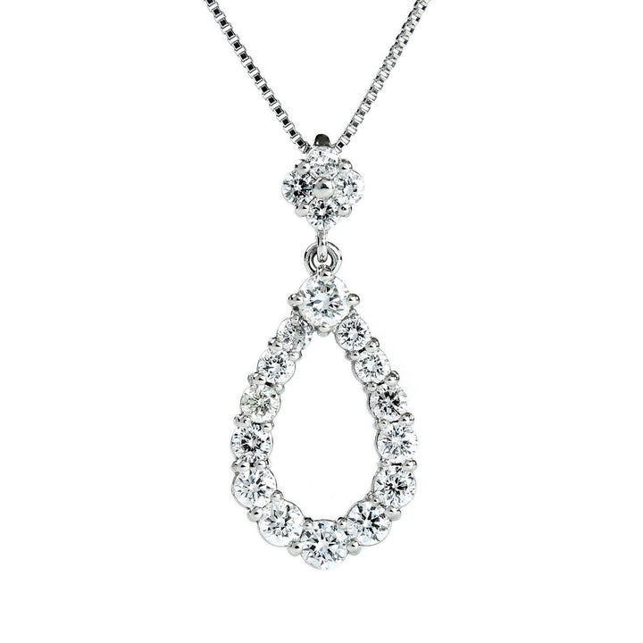Pressure Setting Diamond Drop Pendant with Chain