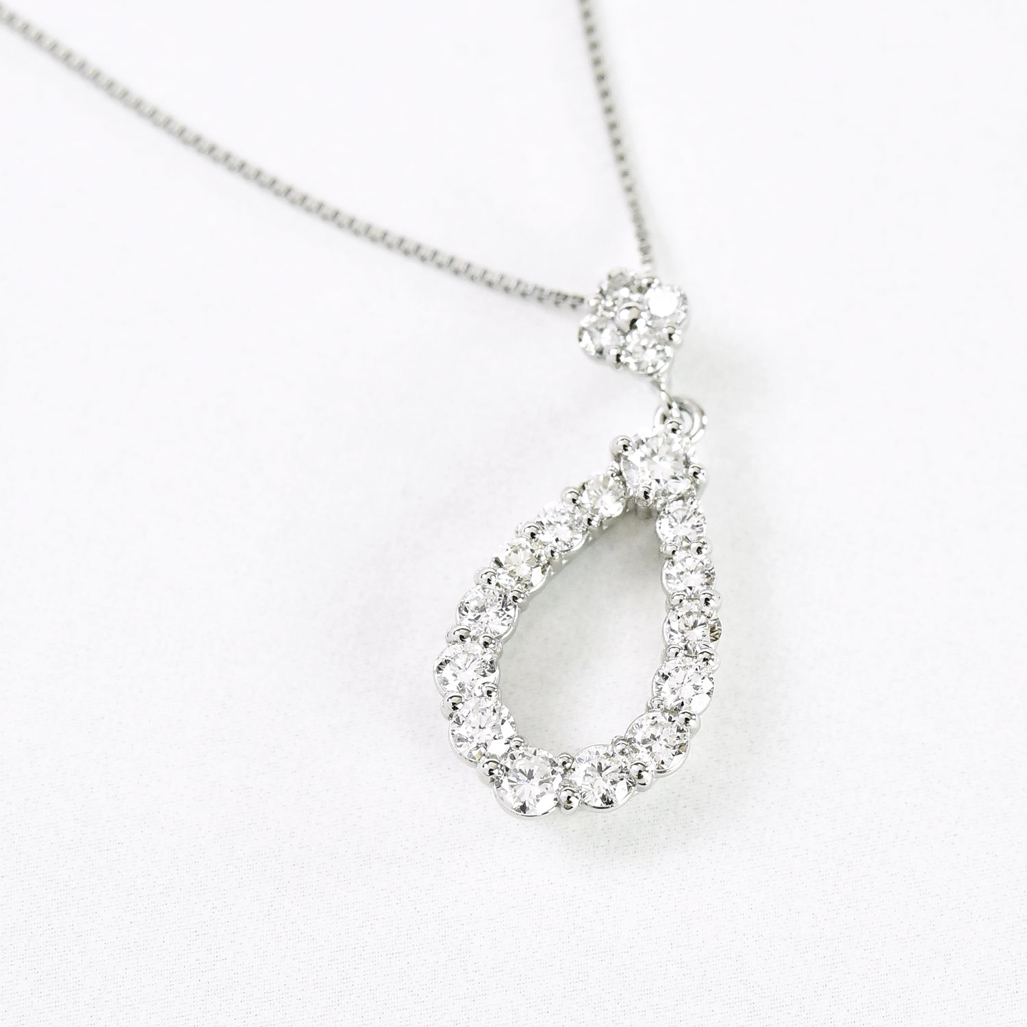 Pressure Setting Diamond Drop Pendant with Chain