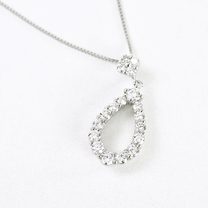 Pressure Setting Diamond Drop Pendant with Chain