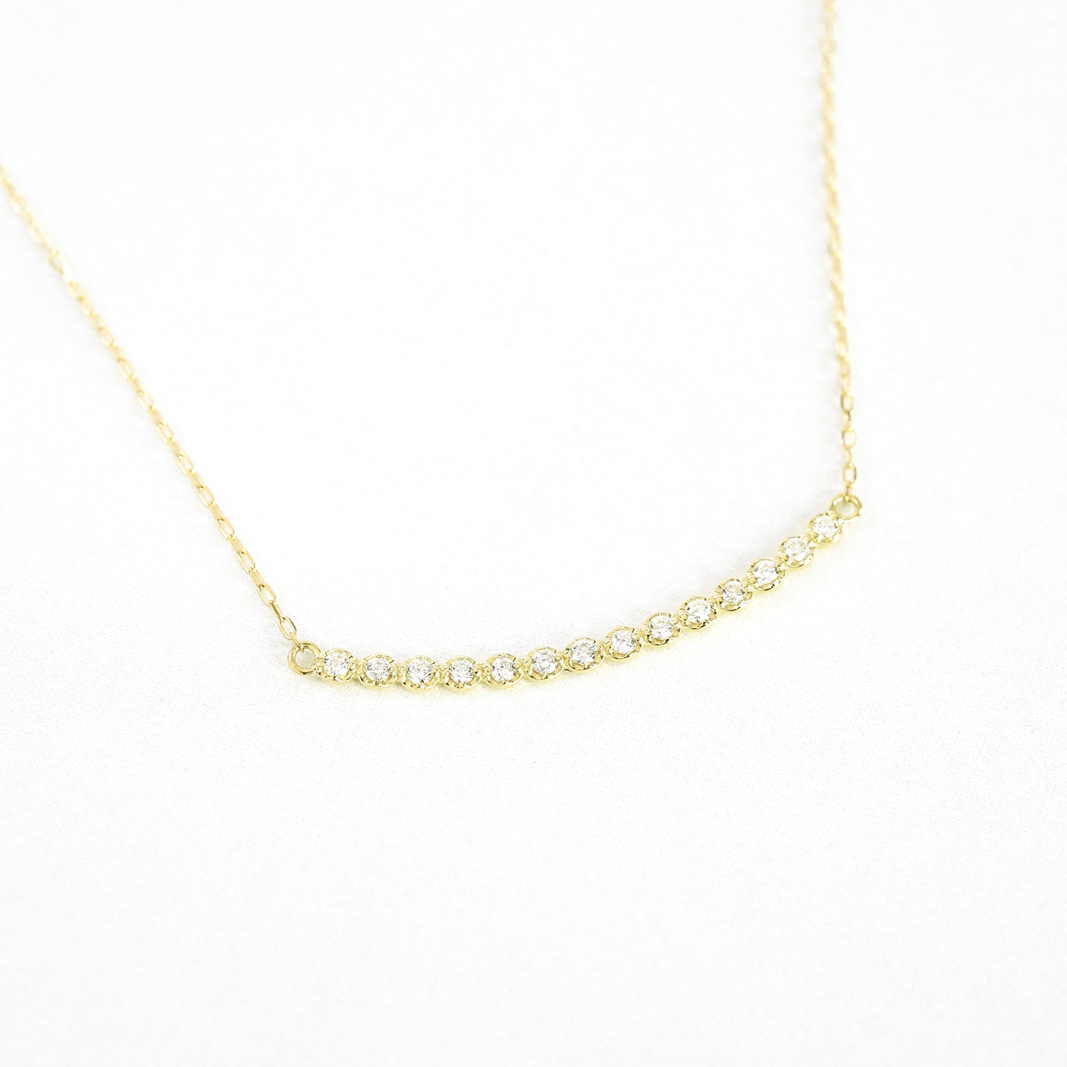 Diamond Curve Line Pendant with Chain