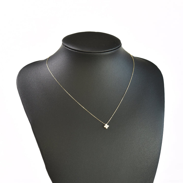 4 Diamond Flower Pendant with Chain