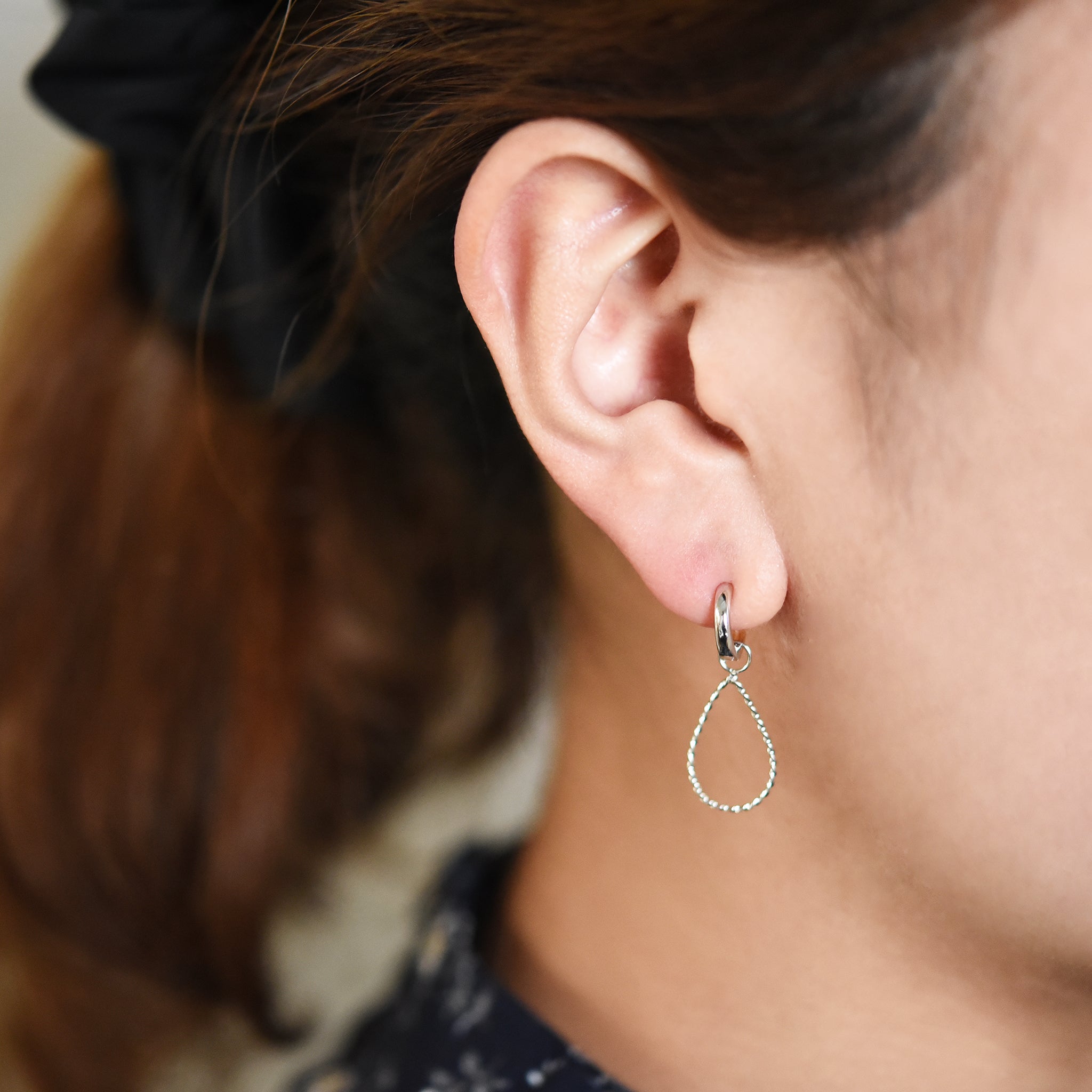 Hoop Earring with Twisted Drop
