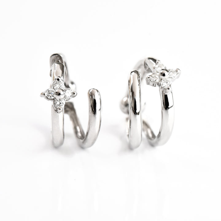 Diamond Flower Hoop Earring