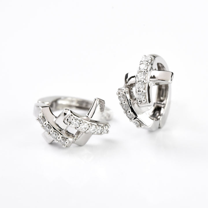 Cross Diamond Hoop Earrings