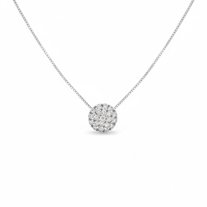Diamond Ball Pendant With Chain