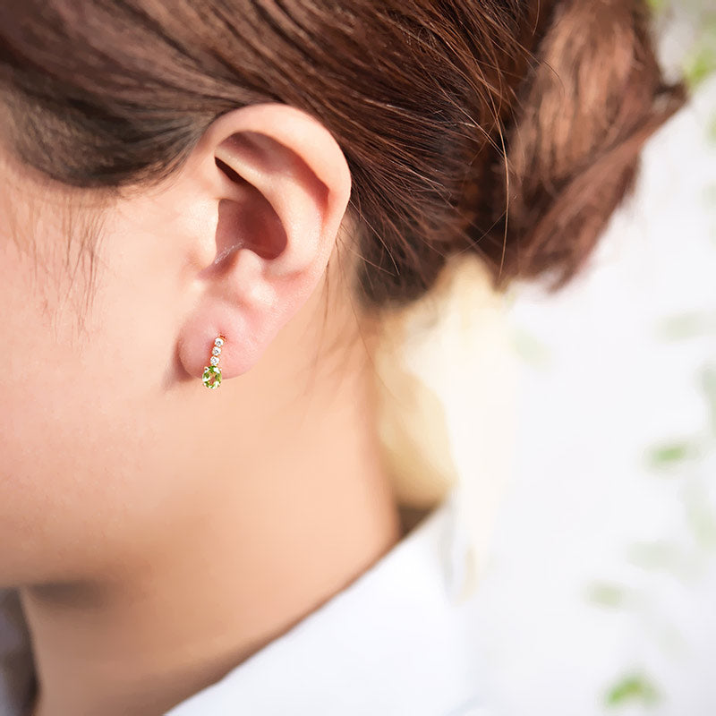 Per-Diamond Line with Hanging Stone Earrings