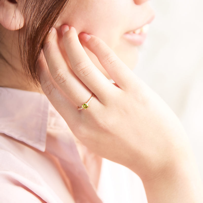 Diamond Line with Center Square Stone Ring