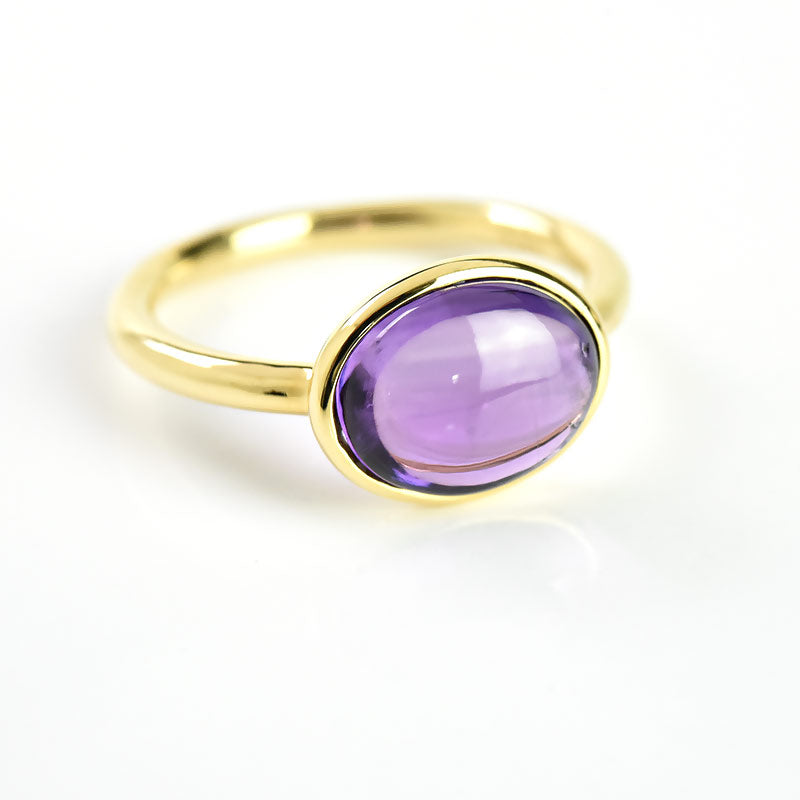 Ame Oval Amethyst Cabuchon Ring