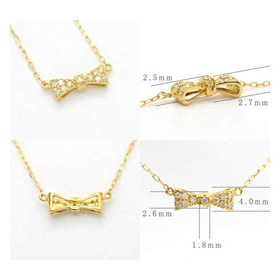 Cute Diamond Bow Pendant with Chain