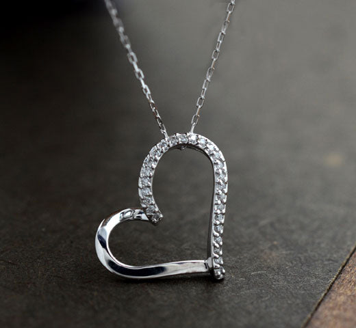 Ribbon Heart Pendant with Chain