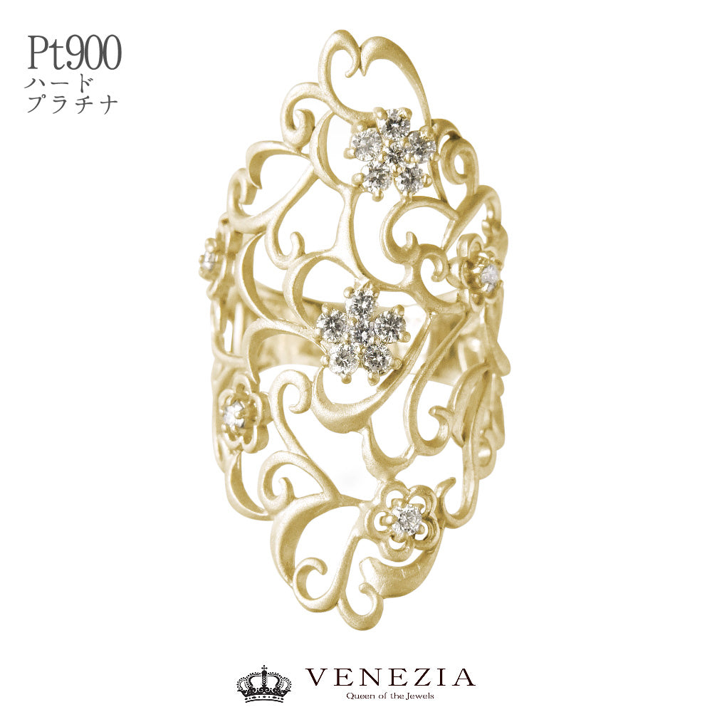 Venetian Diamond Curve Ring