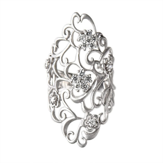 Venetian Diamond Curve Ring