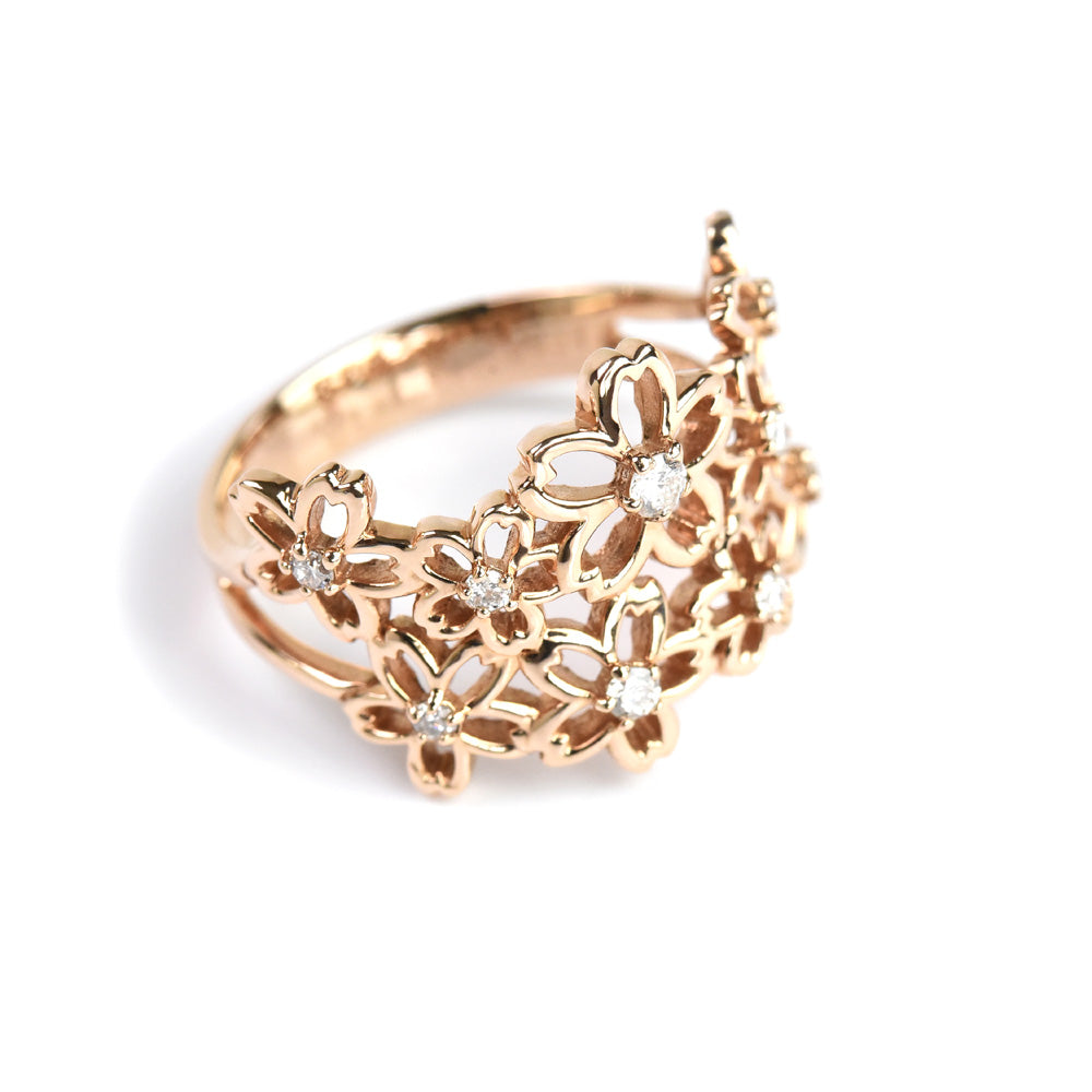 Sakura Flowers N Diamond Ring